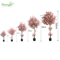 New Model Plastic Small Pink Artificial Bonsai Tree Plants  For Garden Decor