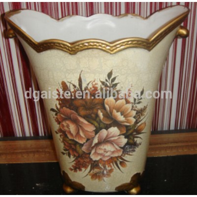 ATY09 most classical design big gold side flower drawing ceramic vase