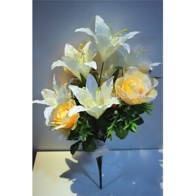 Home garden decorative 70cm tall artificial easter oriental white orange 12 heads flame lily rose Elmg10 1304