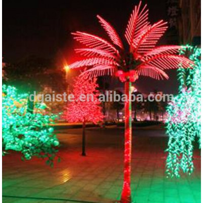 Home garden decorative 450cm Height outdoor artificial red flashing LED solar lighted up coconut palm trees EDS06 1404