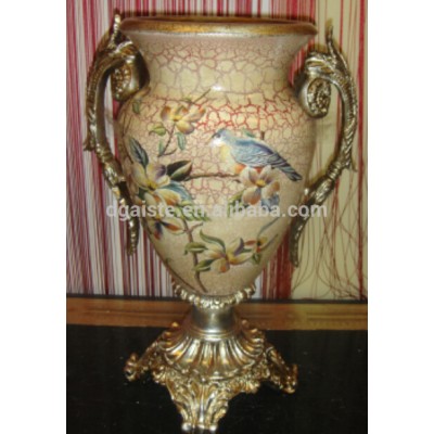 ATY18 flowering decoration smooth and bright surface white and golden ceramic vase