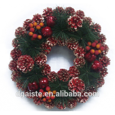 artificial decorative christmas flower garland with hanging pinecone