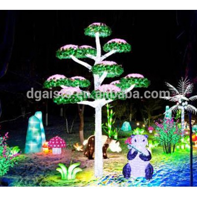 Home garden decorative 350cm Height outdoor artificial green flashing LED solar lighted up mashroom trees EDS06 1429