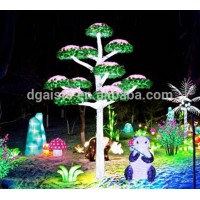 Home garden decorative 350cm Height outdoor artificial green flashing LED solar lighted up mashroom trees EDS06 1429