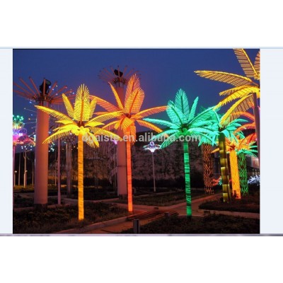 16.5ft Height outdoor artificial green flashing LED solar lighted up artificial plant Date palm trees with bark EDS06 1418